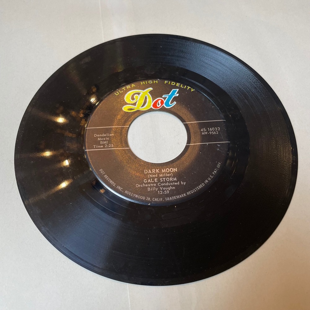 Gale Storm Dark Moon Memories 45 RPM Record Dot‎ Ultra High Fidelity 1959